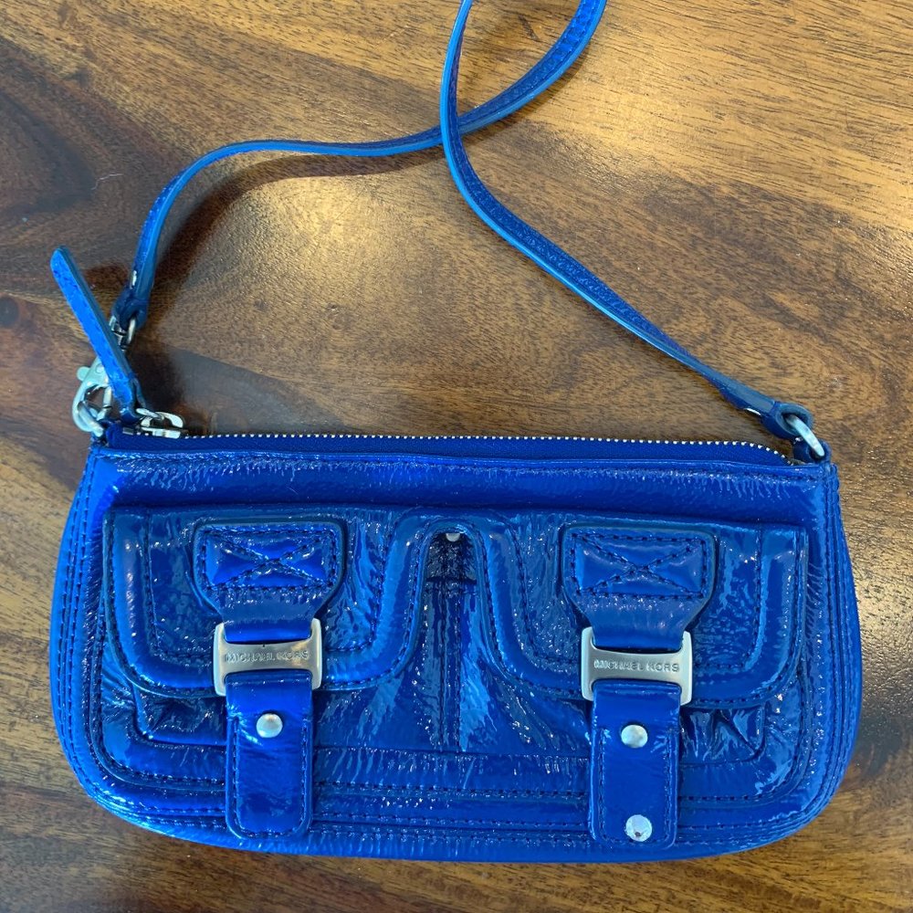 Blue Michael Kors Wristlet